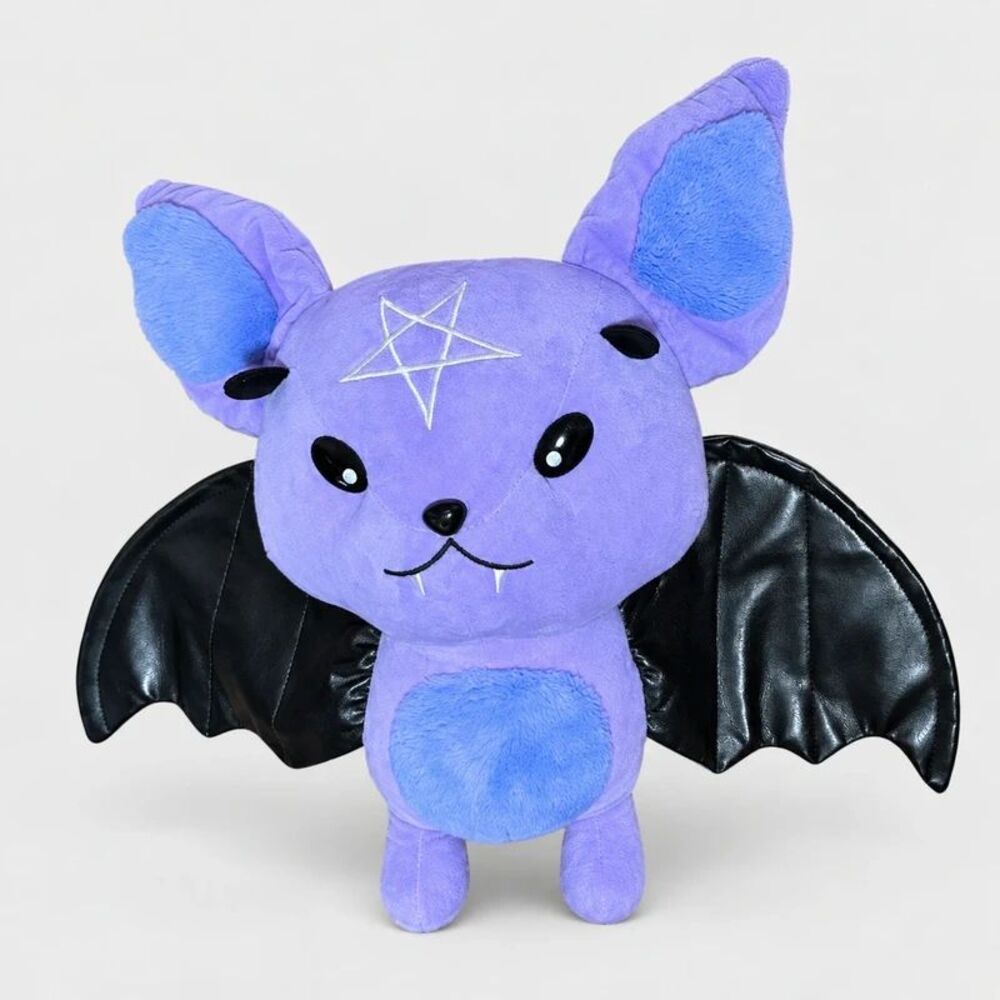 Large 11.8" Purple Plush Bat Collectible Toy Halloween Decor Pentogram